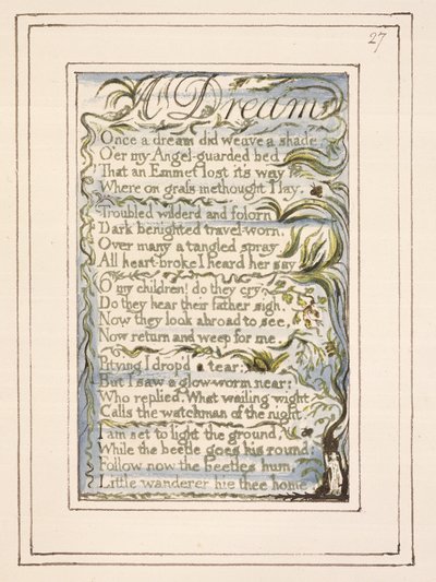 Een Droom: plaat 27 uit Songs of Innocence and of Experience (kopie R) ca. 1802-08 door William Blake